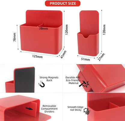 Magnetic Pen Holder,2 Pack Magnetic Dry Erase Marker Holder with Generous Compartments,Strong Magnet Storage Marker Pen Pencil Organizer for Refrigerator,Whiteboard,Locker Accessories