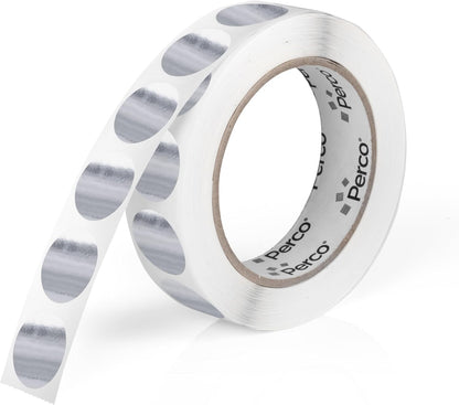 Perco Silver 1-Inch Round Circle Dot Sticker Labels with Permanent Adhesive for Wedding Invitations - 1,000 Labels per Roll - Vibrant Colors, Strong Adhesion - Made in USA