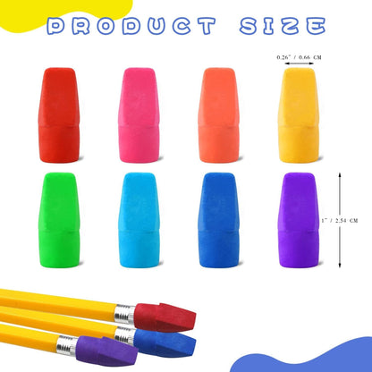 PRALB 400pcs Pencil Top Eraser Bulk Caps for Pencils,Chisel Shape Erasers Toppers for Party Favors Games Prizes, Pencil Top Erasers Cap for Home School Classroom Office