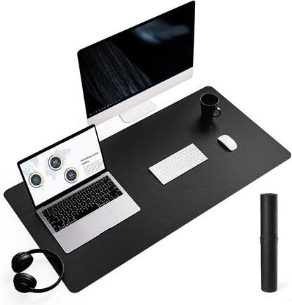YSAGi Non-Slip Leather Desk Pad L Size, Waterproof Laptop Computer Desk Keyboard Mat, Table Protector Blotter Mat, Large Mouse Pad for Office/Work/Home/Decor(Black, 35.4" x 17")
