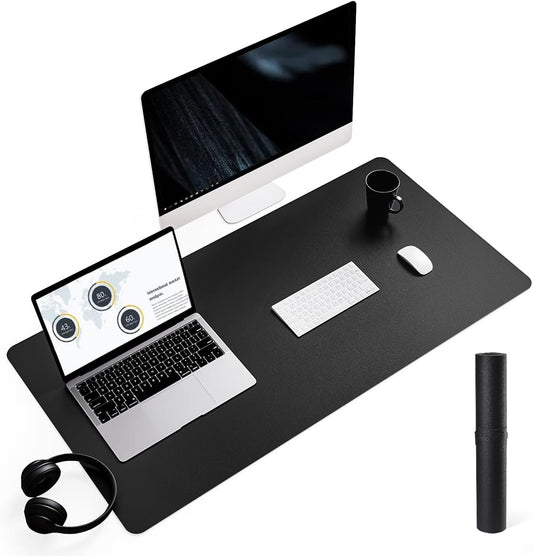 YSAGi Non-Slip Leather Desk Pad L Size, Waterproof Laptop Computer Desk Keyboard Mat, Table Protector Blotter Mat, Large Mouse Pad for Office/Work/Home/Decor(Black, 35.4" x 17")