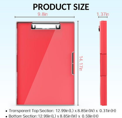 Sooez Clipboard with Storage, Heavy Duty Cleaview Clip Boards 8.5x11 with Dual Storage, Dry Erase Plastic Nursing Clipboard, High Capacity Clipboards Folder for Teacher Nurse, School & Office Supplies