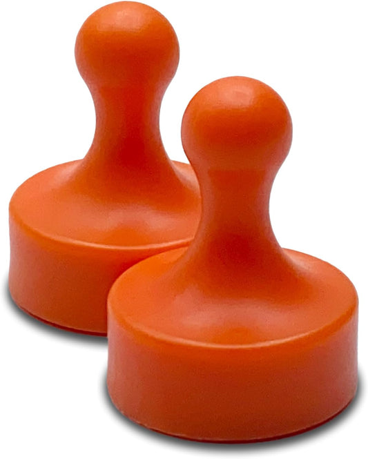 GLASSBOARD STUDIO Powerful Neodymium Magnets, Pawn-Shaped - Strong Fridge/Refrigerator and Whiteboard Magnet, Ideal for Office, Kitchen, Crafts - Rare Earth, Heavy Duty (2, Orange)