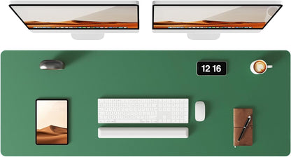 YSAGi Leather Desk Pad Protector, Office Desk Mat, Large Mouse Pad, Non-Slip PU Leather Desk Blotter, Laptop Desk Pad, Waterproof Desk Writing Pad for Office and Home (Jade Green, 47" x 17")