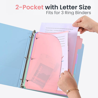 5 Tabs Dividers with Pockets for 3 Ring Binder, 5 Counts Binder Dividers Index for US Letter Size, Binder Dividers with Tabs for School Office Organization(XY026) (1)