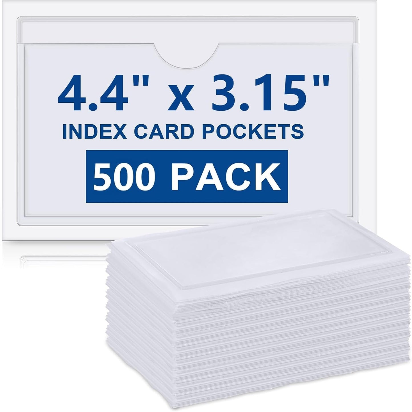 Outus 500 Pack Self Adhesive Index Card Holder Clear Plastic Label Pockets with Top Open for Loading Sticky Business Card Sleeves for Storage Bins Library Organizing Photo Protecting(3.6 x 4.8 Inch)