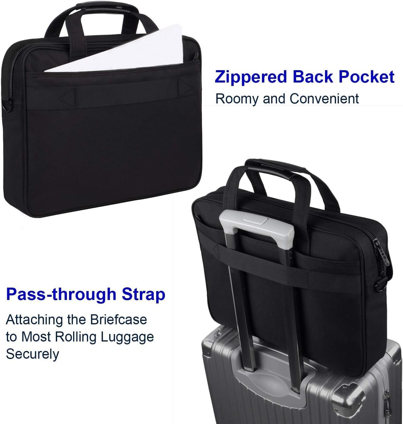 Taygeer Laptop Bag 15.6 Inch, Business Briefcase Gifts for Men Women, Water Resistant Messenger Shoulder Bag with Strap, Premium Office Bag, Carry On Laptop Case for Notebook/Computer/Laptop, Black