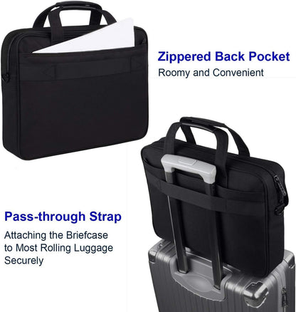 Taygeer Laptop Bag 15.6 Inch, Business Briefcase Gifts for Men Women, Water Resistant Messenger Shoulder Bag with Strap, Premium Office Bag, Carry On Laptop Case for Notebook/Computer/Laptop, Black