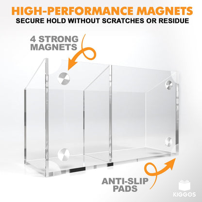 Acrylic Magnetic Marker Holder for Whiteboard Pen Organizer 2 Compartments Teacher Classroom Organization Magnetic Pencil Holder for Refrigerator Classroom Decor Office Modern White Board Accessories