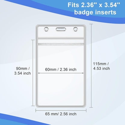Marspark 300 Pieces Clear Plastic Name Badge ID Card Holders Vertical Name Badge ID Card Holders with Waterproof Resealable Zip Transparent PVC Sleeve Cover for Office School
