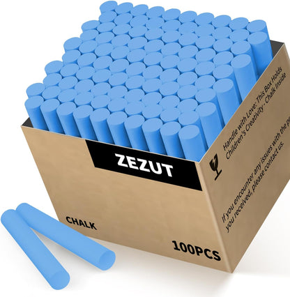 Blue Chalk 100PCS, Low Dust Chalks Stick Bulk for Chalkboard Blackboard Non-Toxic