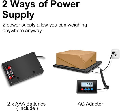 Fuzion Shipping Scale, 440LB x 10g High Accuracy Digital Postal Scale, Durable Alloy Steel Platform, Heavy Duty Scale for Packages, Postage, Luggage, Battery and AC Adapter Powered