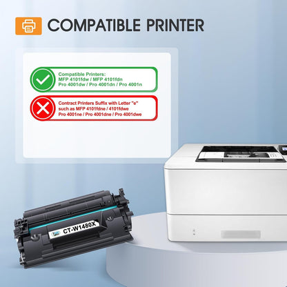 148X Toner Cartridge Black High Yield 4101fdw 148A Compatible Replacement for HP 148X 148A W1480A W1480X for HP Laserjet Pro MFP 4101fdw 4101fdn Pro 4001dw 4001dn 4001n Printer Ink (2 Pack with Chip)
