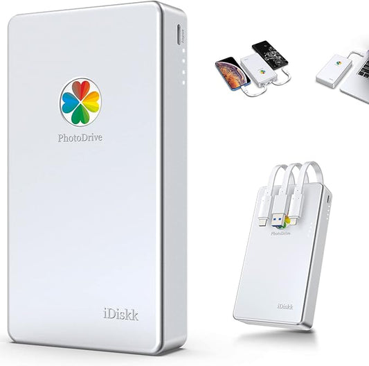iDiskk MFi Certified 2TB External Hard Drive for iPhone 16,17,iPad,MacBook,PC,Photo Storage Phone Drive for Android Mobile to Backup Photos | Video | Files (auto Backup) for iPhone 17/16/ 15/14/13/12