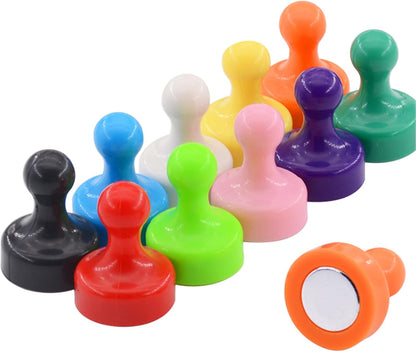 MIN CI Large Push Pin Strong Magnets for Whiteboard, 10 Colorful Decorative Neodymium Fridge Magnet, Small Cute Refrigerator Magnets, for Office Classroom Home Map Kitchen School Dry Erase Board