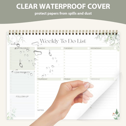 Weekly To Do List Notepad, Undated Planner with 52 Sheets (8.5''x11''), Desk Weekly Planner for Women & Man, Home School & Work