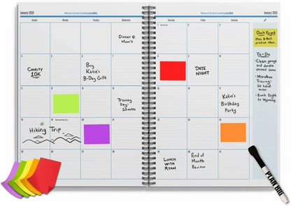 The Big A## Mid-Year Monthly Planner 2025–2026 – Mobile Desktop Calendar – Dry Erase Whiteboard – Fold-Out Design – Marker & Labels Included – 11x14" Expands to 22x14" – Blue