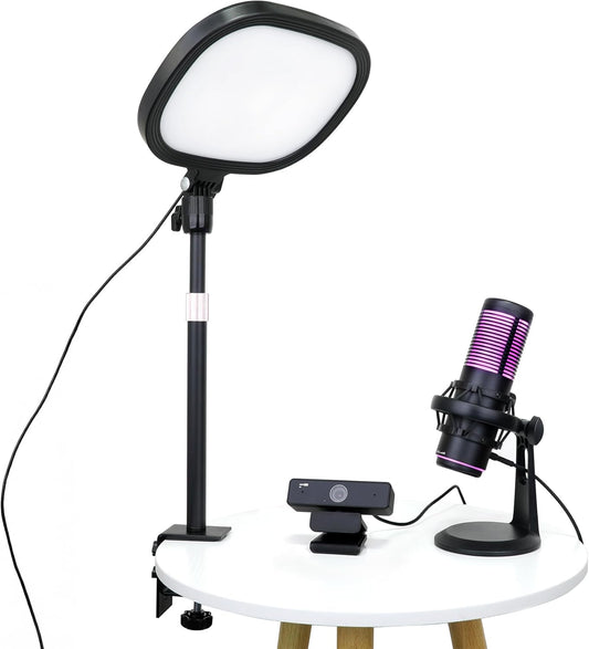 Live Video Streaming Kit (Deluxe)-for Video Call, Gaming, Podcast, YouTube, Content Creation- Includes 2k 60 FPS Webcam, Professional Cardioid Microphone, and LED Flat Light for Android/MAC/Windows