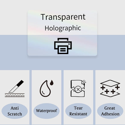 STARLIBOO Transparent Stickers Labels - 2" x 4" Clear Address Labels Mailing Stickers for Laser/Inkjet Printer 8.5"×11"- 20 Sheet (Clear Holographic)
