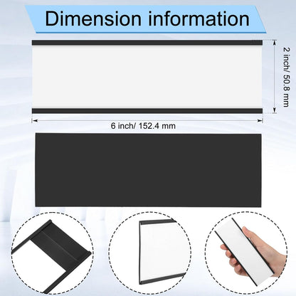 50 Pcs 6" x 2" Magnetic C Channel Label Holders with Replacement White Paper and Clear Plastic Films, Magnetic Cards Name Tags for Rack Shelf Warehouse Labels Accessories