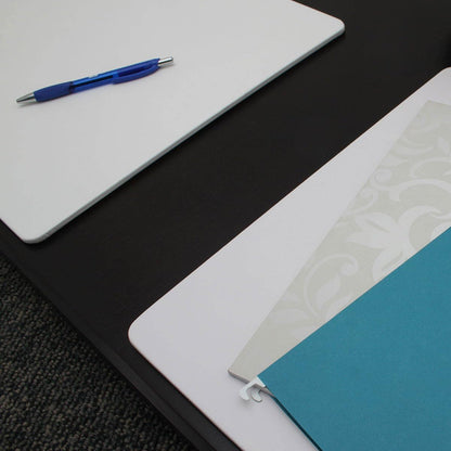 Dacasso 17" x 14" White Leatherette Luxury Conference Table Pad - Desk Blotter for Writing - Boardroom Organization & Executive Desk Decor