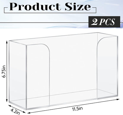 Deekin 2 Pcs Acrylic Paper Towel Dispenser Countertop Paper Towel Holder, Clear Trifold Guest Napkin Dispenser for Z-fold, C-fold or Multifold paper holder for Bathroom Toilet and Kitchen