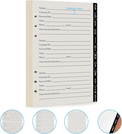 BTSFTOGET Password Book with Alphabetical Tabs & Lock, 302 Pages Leatherette Hardcover Internet Address Keeper Logbook, Refillable Pages, 576 Entries Large Print for Seniors Home Office, A5