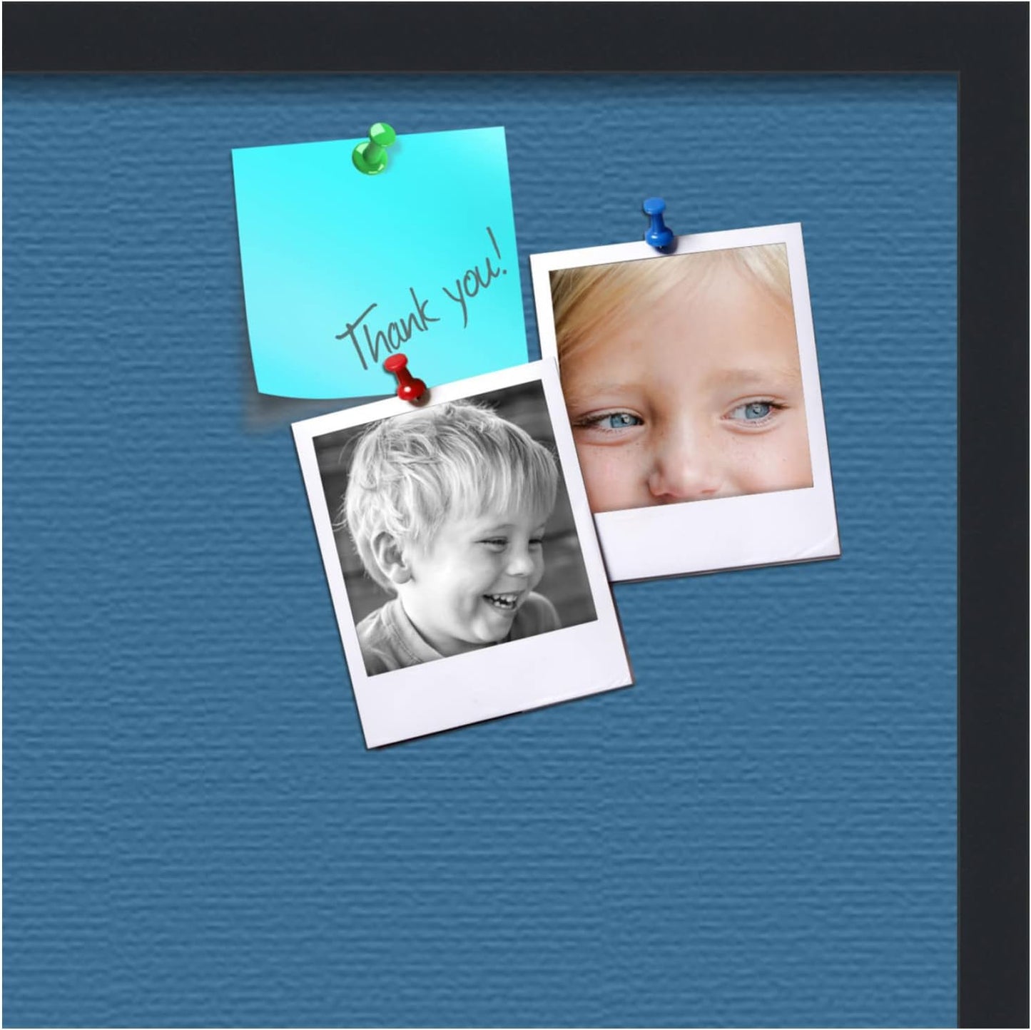 PinPix 24x24 Inch Cork Bulletin Board. This Decorative Framed Pin Board Comes with Navy Pastel Design and a Satin Black Frame. Ideal for Home Office Decor or Message Board (PinPix-1811)