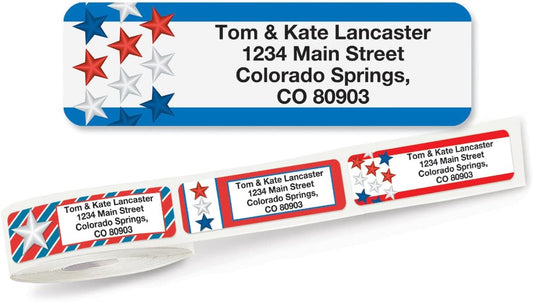 Colorful Images Star Spangled Patriotic Rolled Personalized Return Address Mailing Labels with Dispenser, Customize with Name & Shipping Address, 500 ¾” x 2½” Self Adhesive, Easy Peel Label Roll