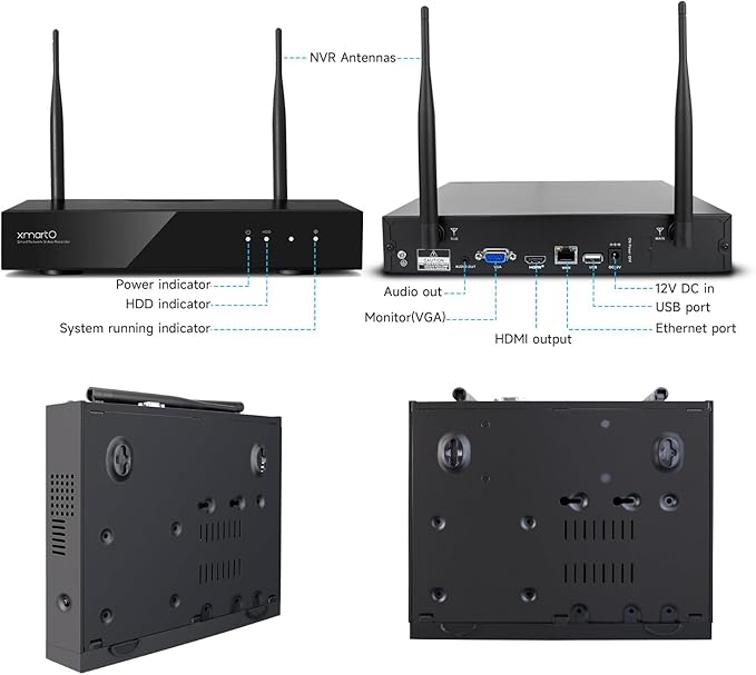 xmartO WiFi 6 Long Range Wire-Free Solar Home Security Camera System Wireless, 8-Set 4MP QHD CCTV Camera Kit with 4K 10CH Expandable WiFi NVR (Suitable for Indoors/Outdoors)