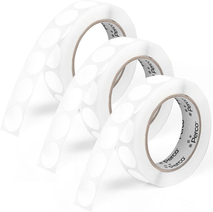 Perco White 1-Inch Round Circle Dot Sticker Labels - Multi-Roll Pack (3 Rolls, 1,000 Labels Each) - Permanent Adhesive, Vibrant Colors, Strong Hold - Perforated for Easy Use - Made in USA