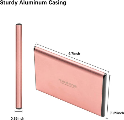 Maxone 160GB External Hard Drive Portable 2.5'' Ultra Slim HDD Storage USB 3.0 Compatible with PC, Laptop, Rose Pink
