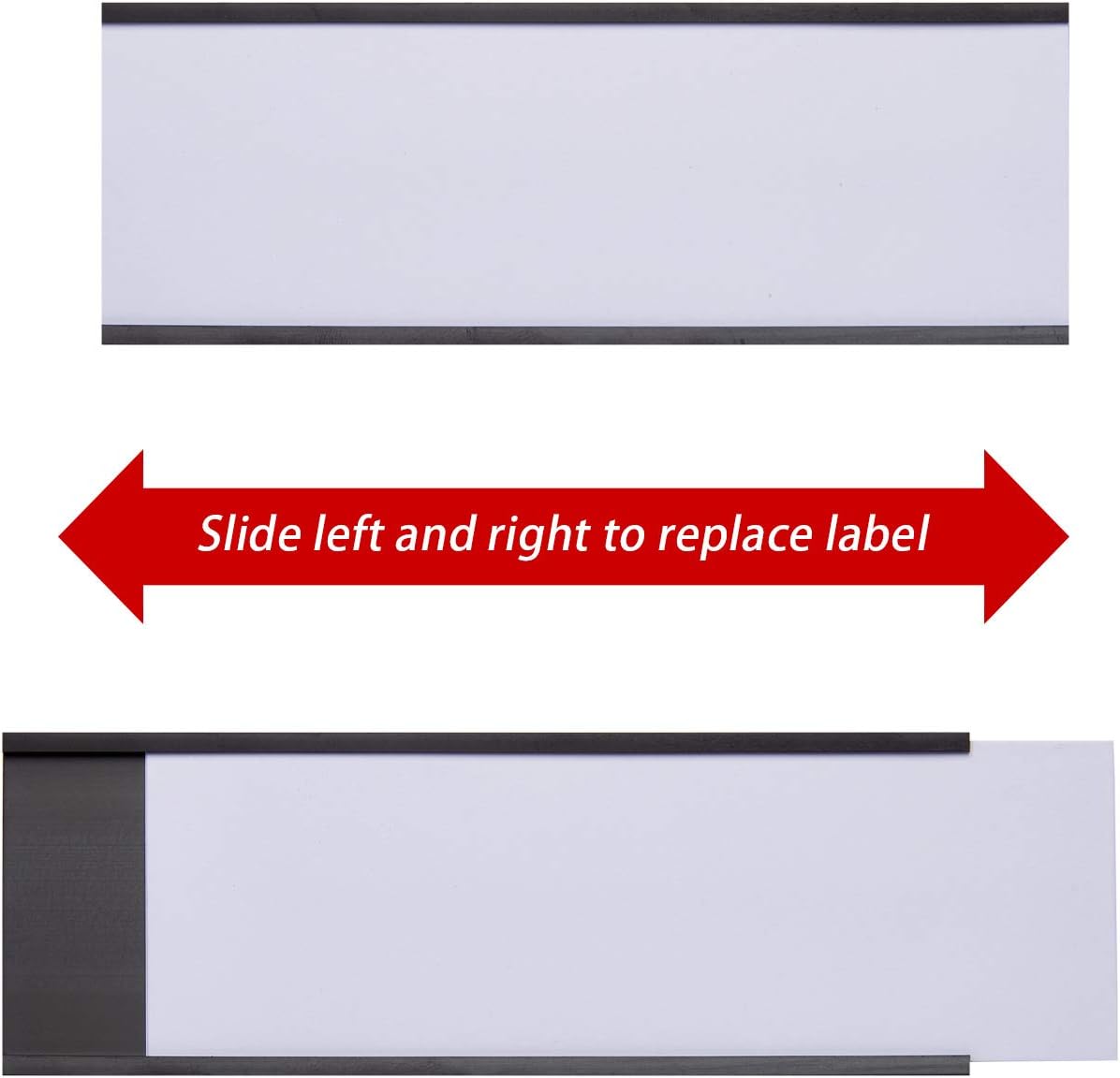 Eeoyu Magnetic Label Holders with Magnets Magnetic Data Card Holders with Clear Plastic Protectors for Metal Shelf, Whiteboard, Set of 50 (2 x 5.5 Inch)