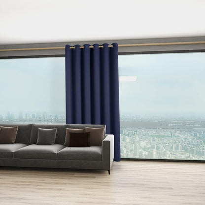BONZER Room Divider Curtain Total Privacy Wall Wide Thermal Insulated Blackout Curtains for Slide Window, 108L x 70W Inch (9L x 5.8W ft), 1 Panel, Navy