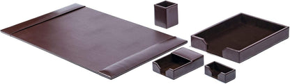 Dacasso Bonded Leather Desk Set - Luxury Leather Desk Pad & Desk Organization Essentials - Office Organization & Executive Desk Decor - (Dark Brown, 5 Piece)