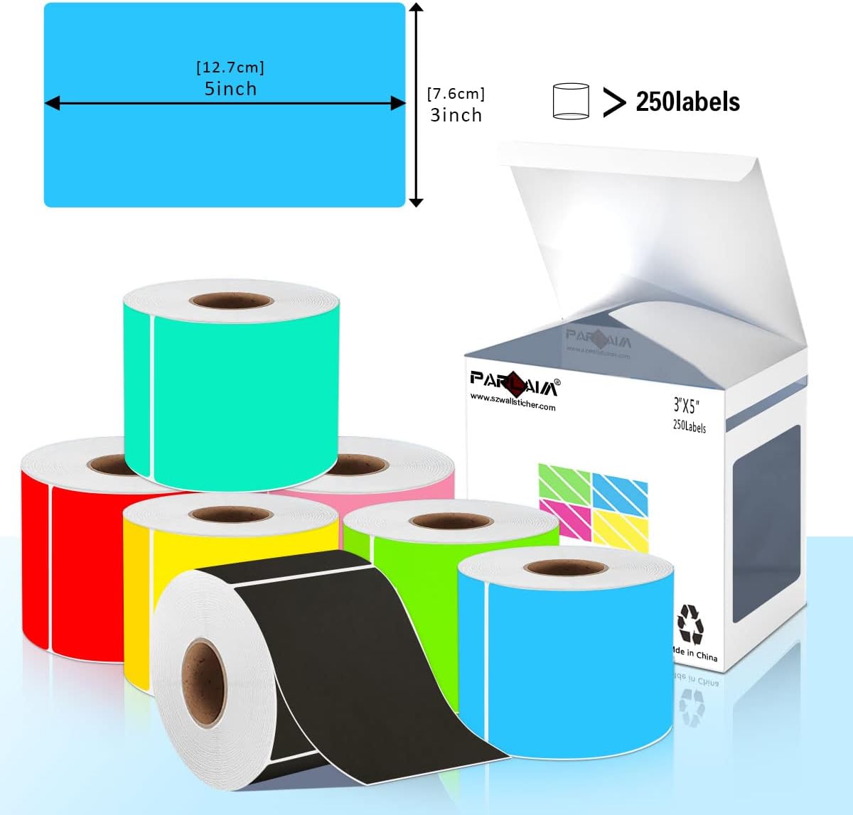 PARLAIM Large 3 X 5 inch Square Color-Coding Stickers, Rectangular Yellow Color Code Inventory Labels 250pcs per Dispenser Box for Warehouse Box Tags