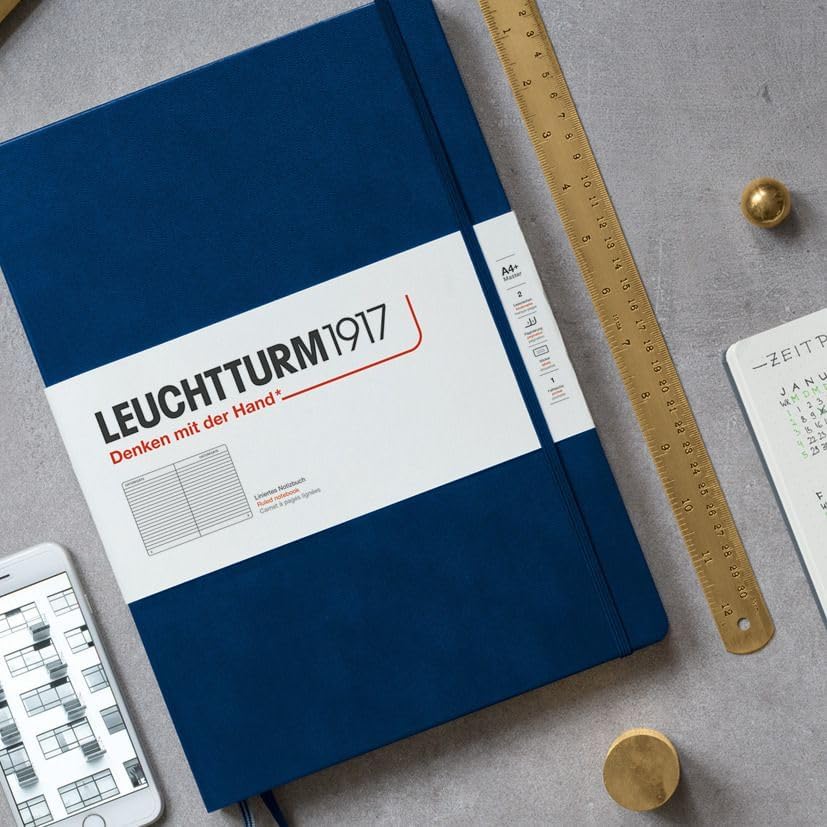 LEUCHTTURM1917 - Notebook Hardcover Medium A5-251 Numbered Pages for Writing and Journaling (Black, Squared)