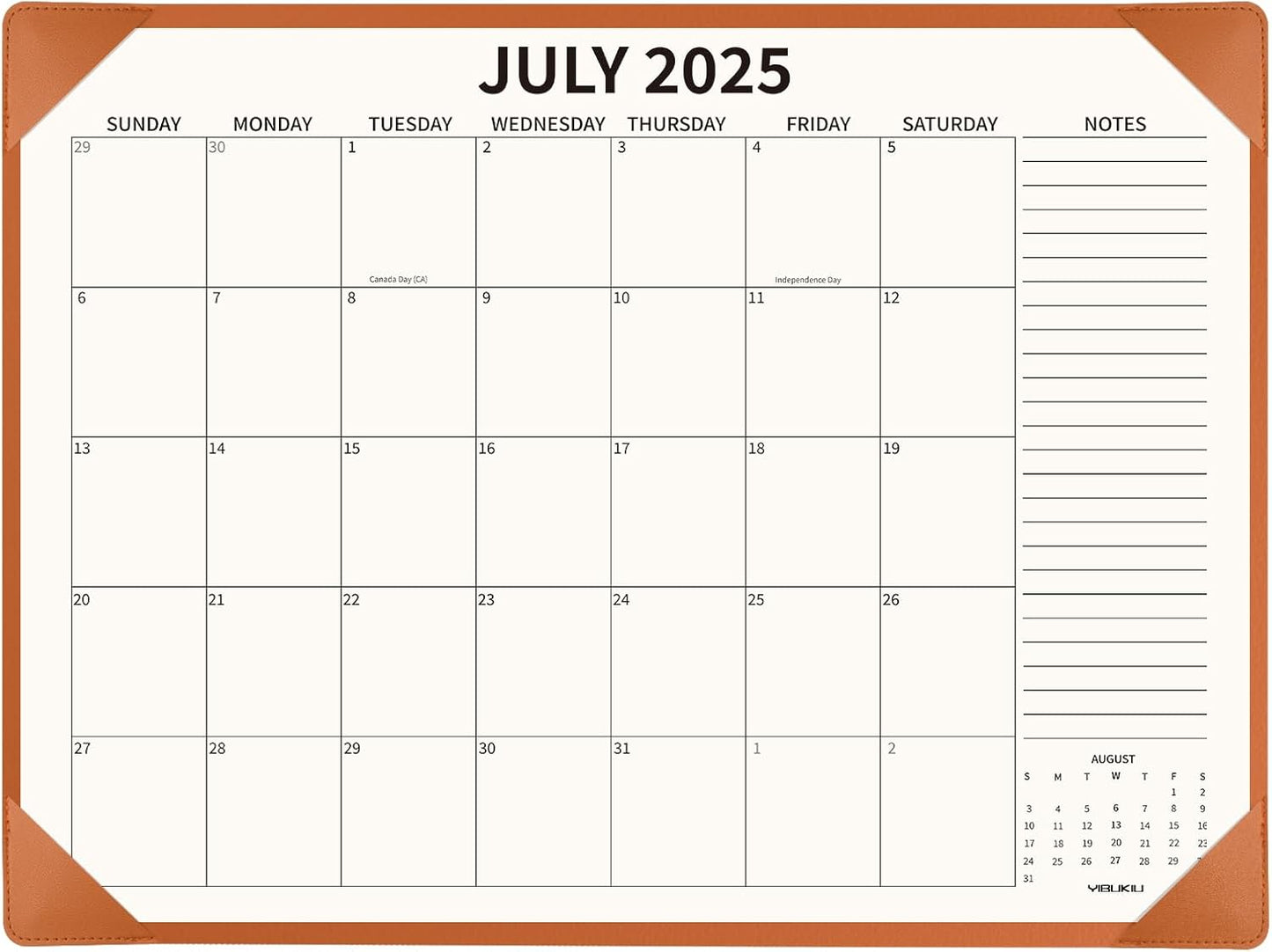 Desk Calendar 2025-2026 with Desktop Mat, 22x17 inch Large Desk Pad Calendar July 2025 to June 2026, Big Desk Planner for Home Office and School, Brown