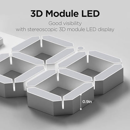 mooas 3D LED Clock, Multi-Function LED Clock (Calendar, Alarm, Temperature) (15.3" Big Plus White Wall Clock with Remote Control)