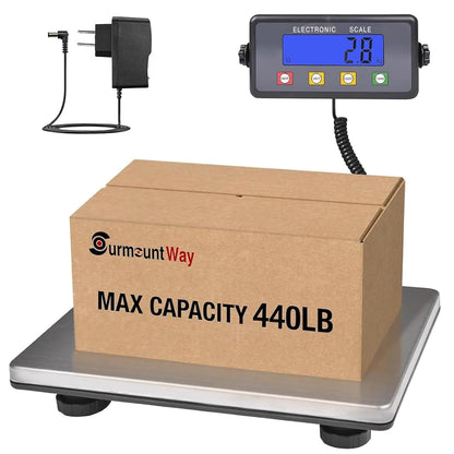 SurmountWay Large Shipping Scale, 440lb/0.35oz Digital Postal Scale with Tare/Count/Auto-Off Function, High Accurate Shipping Scale for Packages,Small Business,Luggage,Warehouse,Home (15.3"x11.8")
