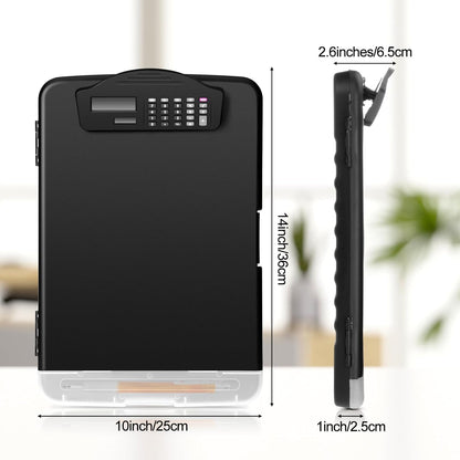 Geyoga 2 Packs Calculator Clipboard with Storage 14 x 10 x 2.6 Inches File Folder Plastic Storage Clipboard Letter Size File Folder with Low Profile Clip for School Classroom Office