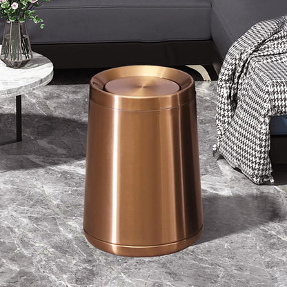 10 L/2.6Gallen,Swing Lid Gold Brass Trash Can,Brushed Nickel Garbage Can Bathroom with Flipping Lid,for Bathroom, Living Room,Bedroom,Hotel (Rose Gold)