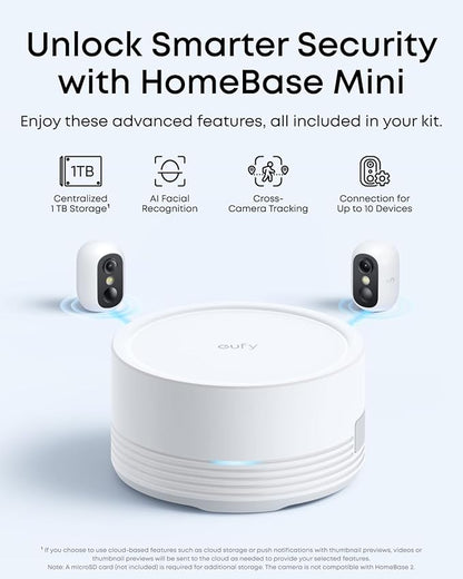 eufy Security eufyCam C35 2-Cam Kit, Wireless Security Indoor/Outdoor Camera, Magnetic Mount, Color Night Vision, Local Storage, No Monthly Fee, IP67, Facial Recognition, Solar Panel Compatible, White