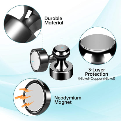 Pack of 24 Black Fridge Magnets Strong Refrigerator Magnets Push Pins Magnets for Whiteboard Office Classroom Map Kitchen Office Locker