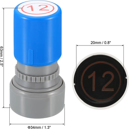 PATIKIL Number Stamps Self Inking, Numeral 12 Number Stamp Teacher Stamp Initial Stamp Ink Stamp for Class Notebook Scrapbooking DIY Craft Style 2, Red Ink