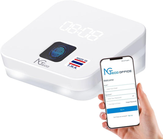 NGTeco Time Clock Cloud-Based, TC4 Fingerprint Time Clocks for Employees Small Business, 2.4G WiFi Customization Rule Clock in Machine with Remote Control Software ＆ iOS/Android App, No Monthly Fee