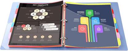 8 Tabs Plastic Dividers with 2 Clear Pockets - 6 Sets, Pocket Dividers for 3-Ring Binders, Multi-Color Binder Dividers, Total 48 Tabs