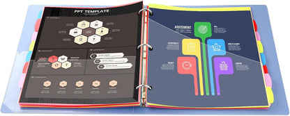 8 Tabs Plastic Dividers with 2 Clear Pockets - 3 Sets, Pocket Dividers for 3-Ring Binders, Multi-Color Binder Dividers, Total 24 Tabs