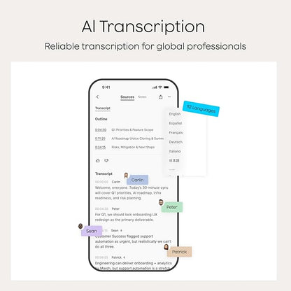 Plaud Note AI Voice Recorder, AI Note Taking Device, Transcribe & Summarize, Support 112 Languages, 64GB Navy Blue Digital Audio Recorder for Lectures, Meetings, Calls, Dark Blue Case, Non-Pro Version