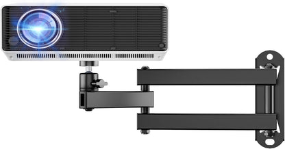 WALI Foldable Projector Wall Mount Universal Adjustable Wall Projector Mount Aluminum Alloy Projectors Stand,1/4" M4 M6 Screw Size,(1330LM-PM), Black